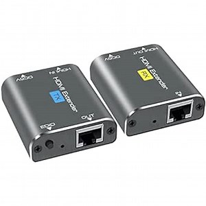 CWZZ HDMI Extender 196ft Over Single Cat 5e/6/7, HDMI Ethernet Extender Balun Adapter HDMI Repeater RJ45 LAN Ethernet Socket Connector HDMI Balun Transmitter Receiver Support 1080p 3D HDMI HDCP EDID
