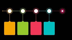 Alpha channel. Animation infographic template. Square diagram flow chart with 5 step. Motion infographic in different colors. Timeline template for you icon and text. Use for business prese