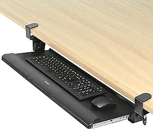 VIVO Large Tilting Keyboard Tray Under Desk Pull Out with Extra Sturdy C-Clamp Mount System, 27 (34 Including Clamps) x 11 inch Slide-Out Platform Computer Drawer for Typing, Black, MOUNT-KB07T
