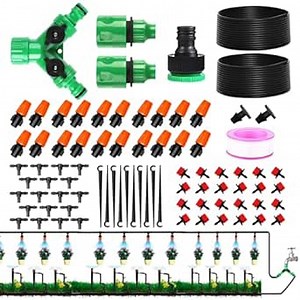 Lambada Drip Irrigation Kit, 100FT Garden Irrigation System with 1/4" Blank Distribution Tubing, Outdoor/Indoor DIY Automatic Plant Watering Devices for Garden, Greenhouse, Garden Bed