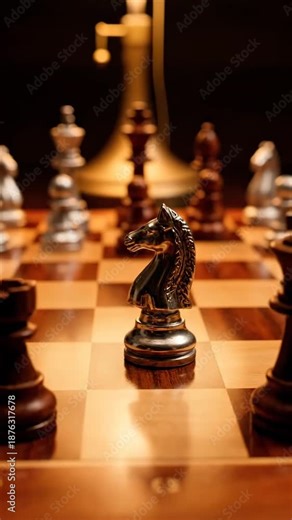 A Close-Up Look at an Engaging Chess Game Under Soft Lighting, Highlighting Strategic Moves and Focused Players on a Classy Chessboard Setup