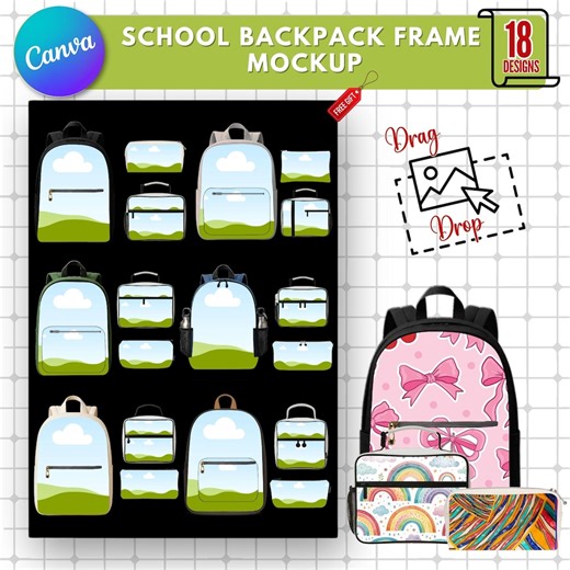 Editable School Backpack Mockup Template: Canva Frame (digital Download) - Etsy