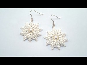 Snowflake earrings with Swarovski pearl and superduo's beading tutorial