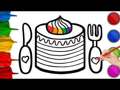 How to draw rainbow birthday cake | step by step
