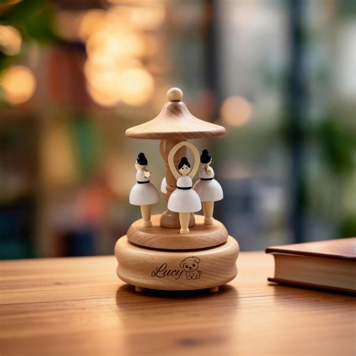 Wooden Ballerina Music Box, Spinning Ballet Carousel - Etsy