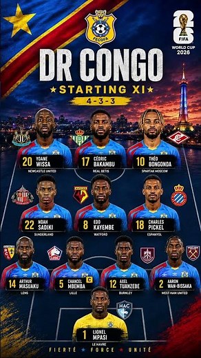 🇨🇩 DR Congo’s Strongest Starting XI for World Cup 2026! Dark Horse of Africa?