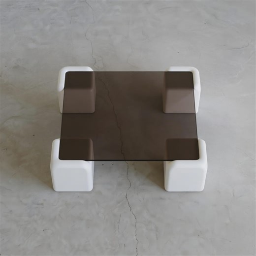 Modern Smoked Glass Coffee Table | Square Minimalist Living Room Table - Etsy