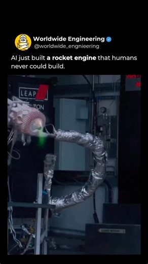 WORLDWIDE ENGINEERING 🌍 on Instagram: "This design looks strange at first. An AI system generated a rocket engine layout that no human team would normally design. When tested the engine produced extreme thrust, with frost forming instantly as cryogenic fuel rushed through complex internal channels shaped purely by algorithms. By exploring millions of possibilities at once, AI can discover structures optimized for performance rather than intuition. It shows how machine driven engineering may unl