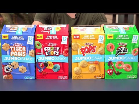 Kellogg's Jumbo Snax: Apple Jacks vs. Corn Pops vs. Froot Loops vs. Tiger Paws (CTC Review #348)