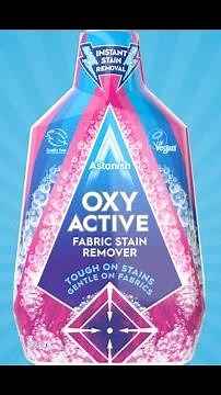 Astonish Oxy Active fabric stain remover spray. Remove stains from clothes. use to pretreat.
