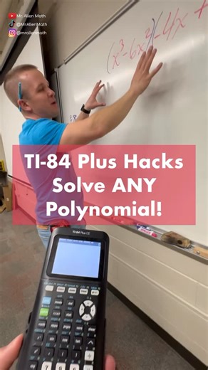 James Allen on Instagram: "TI-84 Calculator Hack You NEED to Know! 🔥 Did you know there’s a hidden app on your TI-84 that will solve ANY polynomial for you—instantly? No factoring, no stress. Just plug it in and get the roots. Perfect for SAT and ACT prep! 🤓 #TI84Calculator #MathHack #SATPrep #ACTPrep #PolynomialSolver #AlgebraTips #GraphingCalculator #MathHelp #StudentTips #HighSchoolMath #MathReels #StudySmart #TI84Tips #Algebra1 #MathTeacher"