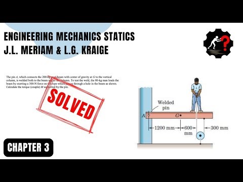 The pin A, which connects the 200-kg steel beam with center of gravity at G to the vertical column