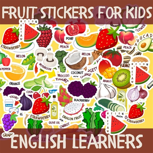 Educational Food Stickers for Kids | Classroom & Homeschool Activity | Cute Food Sticker Bundle (40+ Designs) - Etsy