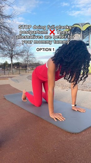 Next time you do a full plank, check if you can pull your stomach flat while doing them ⬇️ If you can't pull your abs in flat when planking, that means you're not ready for that exercise (yet!) While planks are great for core strength, they can put extra pressure on your mommy tummy (diastasis recti or weak core), especially if you're still recovering. This can lead to coning and doming (that bulge of your abs or the space between your abs) and can cause more harm than help. So, for now, focus o