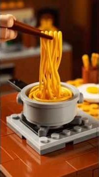 Cinematic LEGO Cooking – Making Fried Egg and Noodles POV #shorts #legofood