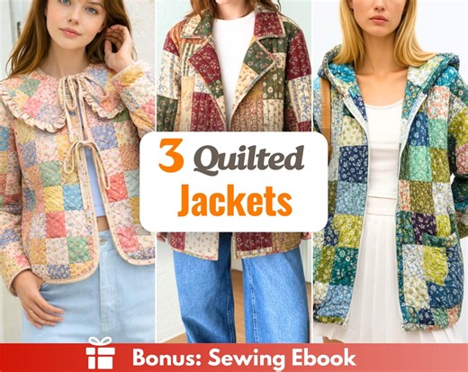 Quilted Jacket Sewing Patterns | Women Patterns | Sewing Patterns | Jacket Sewing Pattern | Coat Pattern | Quilted Coat | Patchwork Patterns - Etsy
