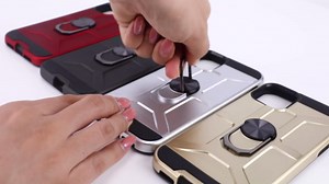 for Galaxy J7 2018/J7 V/J7 Star/J7 Refine 2018 Case, with [3X Tempered Glass Screen Protector], Built-in Ring Kickstand and Magnetic Car Mount Shockproof Dropproof Cover - Silver