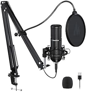 MAONO Podcast Microphone 192KHZ/24BIT AU-PM420 Metal USB Condenser Cardioid PC Mic with Professional Sound Chipset for Gaming, Streaming, YouTube, Voice Over, Studio/Home Recording
