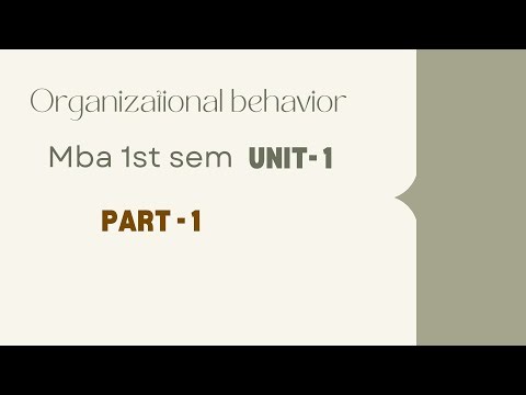 Organizational behavior unit 1- part 1/mba 1st sem/bba/bca