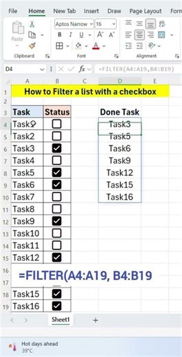 Excel Checkbox Filter in 30s | Filter Data with Checkbox (Excel) | Excel Checkbox Trick