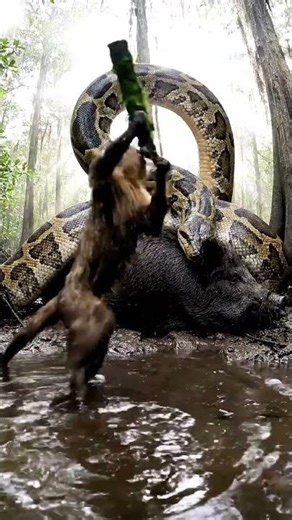 REAL RESCUE: Capuchin Saves Wild Boar from Burmese Python in Florida Swamp