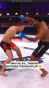 Brutal KO by Cauley! Then an even more brutal fail on the backflip attempt 😂😅 #MMA #Fighter #ViralMoments | PFL MMA Live