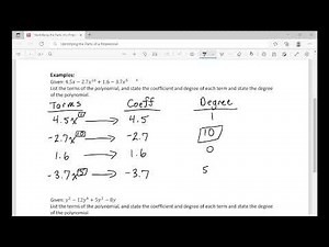 Identifying the Parts of a Polynomial
