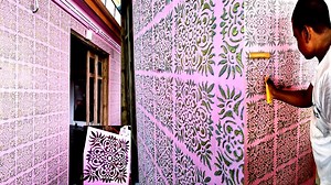 255 reactions · 14 shares | 3D Wall Stencil Design in Wall Putty Embosse Stencil #Stencil #Texture #Painting #Reels | Vinod Kumar Varma | Facebook