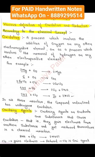 Classical Concept Of Oxidation & Reduction | BSc.3rd Sem. | #shorts #bscnepnotes #ytshorts