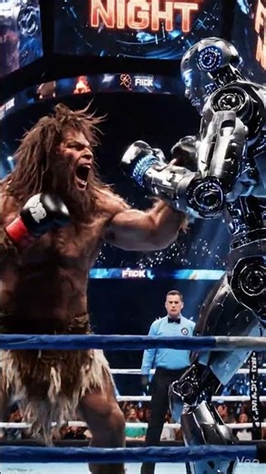 Caveman Fights a Robot for the First Time 🤖🥊#future