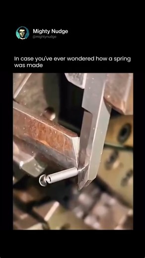MIGHTY on Instagram: "In case you’ve ever wondered how a spring is made, it starts as a simple steel wire—nothing fancy, just raw metal waiting to be transformed. This wire is fed into a coiling machine that wraps it tightly around a rotating rod, shaping the familiar spiral we all recognize. The spacing, thickness, and diameter are precisely controlled, because even a tiny change can affect how much force the spring can handle. Once coiled, the spring isn’t ready yet. It goes through a heat-tre