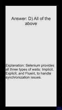Top 15 Selenium Interview Questions with Answers | Selenium MCQ for QA & Automation Testing