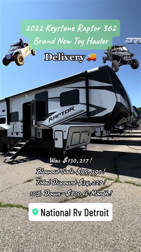 Brand New 2022 Keystone Raptor 362 Toy Hauler #toyhauler #rzr #camam #1000cc #1000turbo #keystone