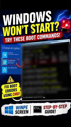 🚨 Windows Won’t Start? Fix Boot Errors Using CMD! 🔧 #shorts