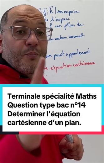 🎓 Terminale Spé Maths 🔢 Question type bac – déterminer l’équation cartésienne d’un plan à l’aide d’un vecteur normal et d’un point. Géométrie dans l’espace. 📌 Question comme le jour de l’exam ⏱️ Entraîne-toi, teste ton niveau et révise efficacement 💡 Méthode réflexion attendue au bac 💬 Mets ta réponse en commentaire 📚 Abonne-toi pour d’autres QCM type bac ! #pourtoi #fyp #study #bac2026 #bacmaths2026