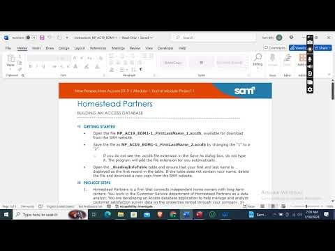 Access Module 1 End of Module Project 1 | New Perspectives Access 2019 | Homestead Partners