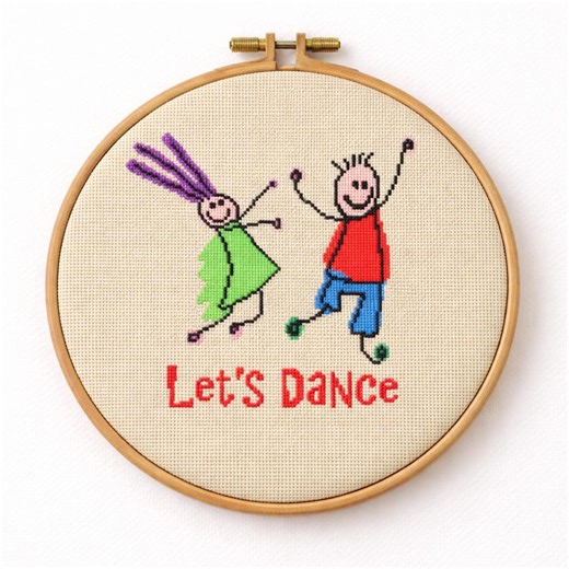 Let’s Dance Cross Stitch Pattern – Kids Room Nursery Embroidery Design – Cute Dancing Children PDF Pattern PDF   SAGA - Etsy