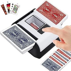 Automatic Card Shuffler for 1-2 Decks, Electric Playing Card Shuffler with Auto & Manual Modes, Low Noise, Rechargeable & Portable Machine for Poker, UNO, Blackjack, Phase 10, Bridge and Casino