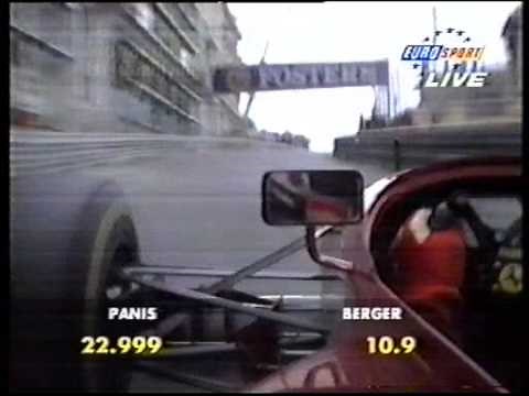 F1 (Formula 1) Gerhard Berger sliding his Ferrari at Monaco 1995