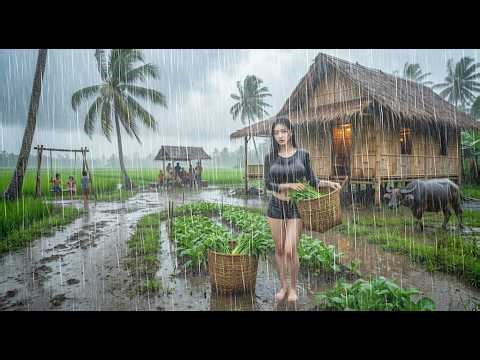CAN YOU HANDLE THIS? 🌧️ Heavy rain and strong winds in rural Indonesia ⚡| Rain Sounds for Sleeping