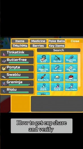 How to get free exp share and verify in pokemon brick bronze forever new and roria conquest to work.