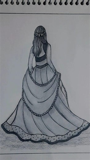 beautiful Backside girl drawing #shortsfeed #traditionaldress #beautiful #backsidegirldrawing