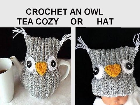 CROCHET pattern, OWL TEA COZY, or Owl Hat, use any yarn, any hook.
