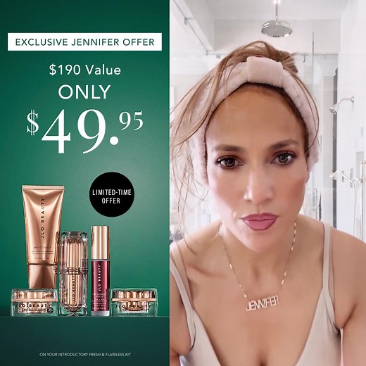 536K views · 43 reactions | What's my secret to glowing skin? JLo Beauty ✨ Shop my exclusive deal and get your Introductory Fresh & Flawless Kit for only $49.95! When you order today, I'll also throw in two sheet masks and our Beso Balm Ultra-Hydrating Lip Mask for FREE  | Jennifer Lopez | Facebook