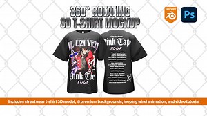 3D Animated T-Shirt Mockup (360 Rotation)