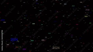 2024 Year Animation Flying through Elements, 4K Black Background. 2024 (MMXXIV) is a leap year starting on Monday in the Gregorian calendar, the 2024th year of the Common Era (CE) and Anno Domini (AD)