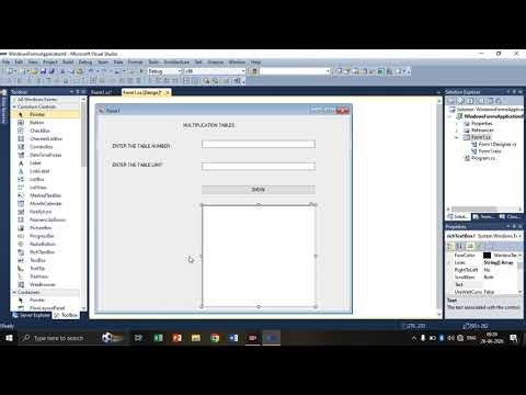 Multiplication table using web controls|| .NET 2010 || Ex_05