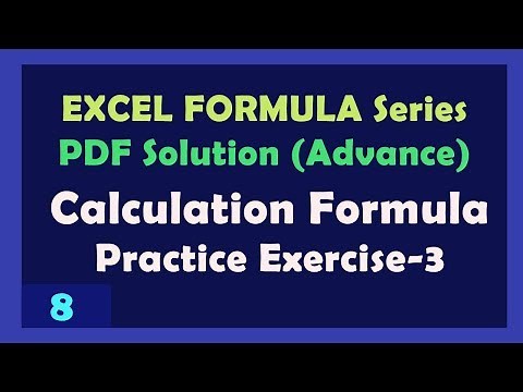 Practice Exercise 3 - Excel Formula PDF Solution series - Part -8 | Excel Tutorial PDF