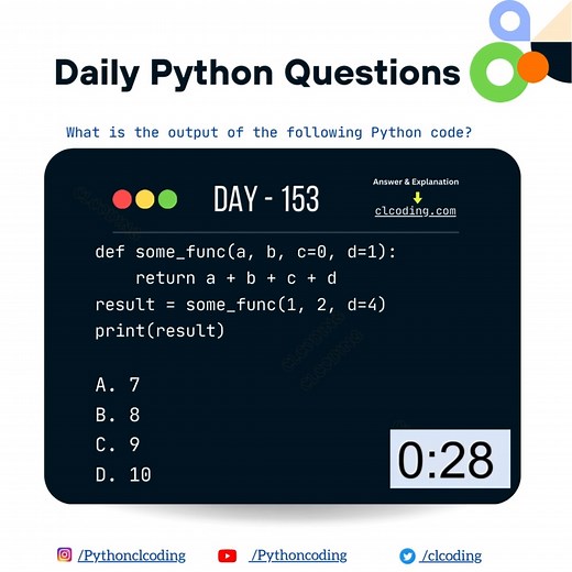 Python Coding challenge - Day 153 | What is the output of the following Python Code? | Python Coding