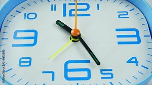 Alarm clock show time 10.00 am or pm. Time passing 30 minutes Clock walking. Time lapse moving fast on white background.